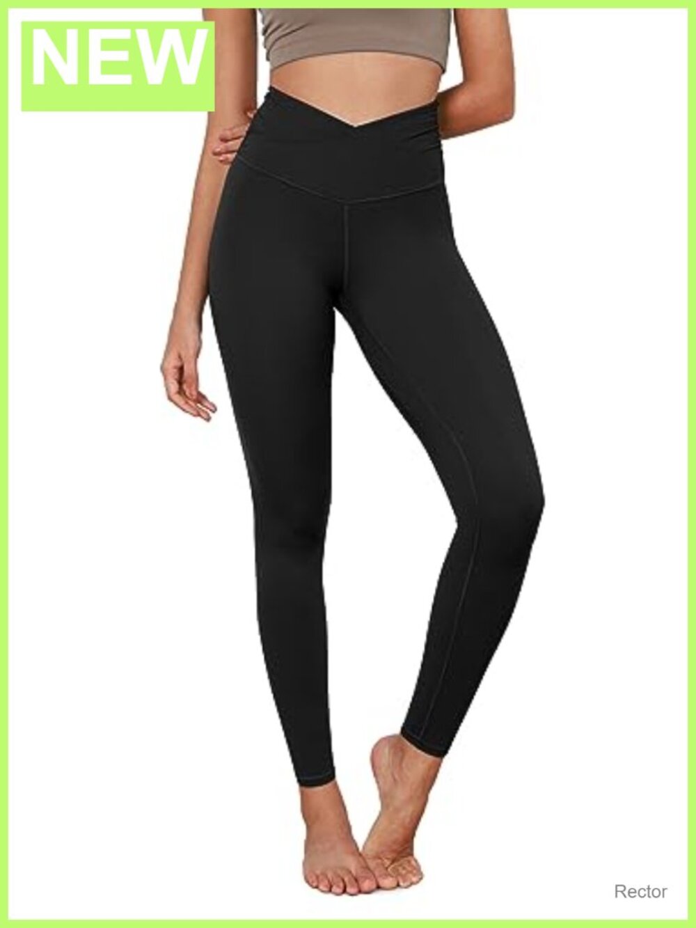 Cross Waist Yoga Leggings with Inner Pocket, Gathered Crossover Workout Pants,